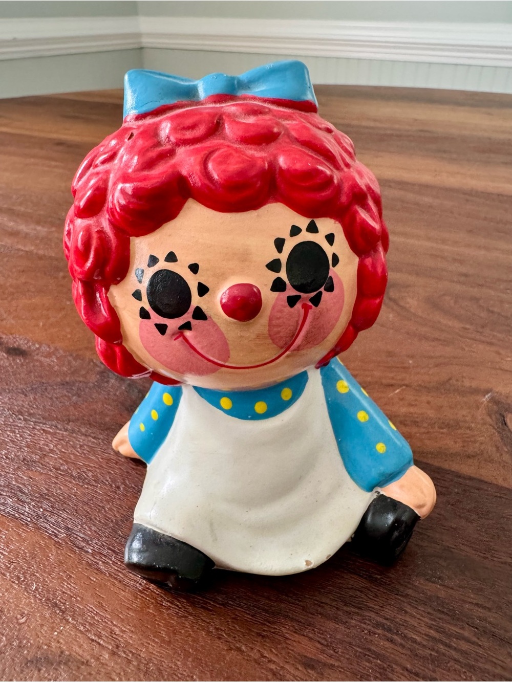 Vintage 1970s Ceramic Raggedy Ann Baby Coin Bank w/ Stopper - Piggy Bank Taiwan